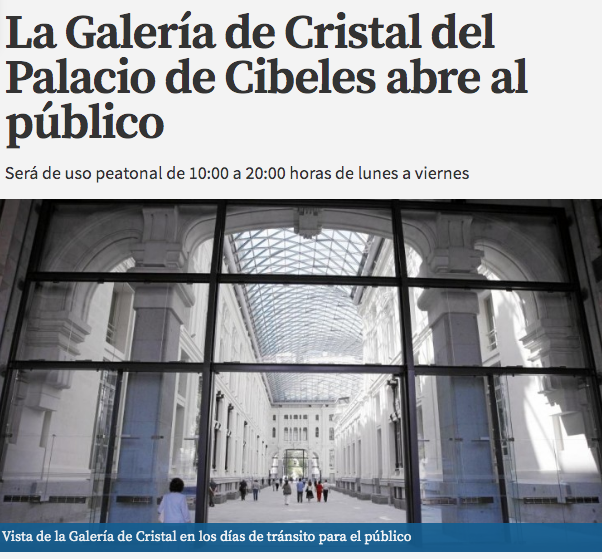 Galería de Cristal del Palacio de Cibeles de Madrid